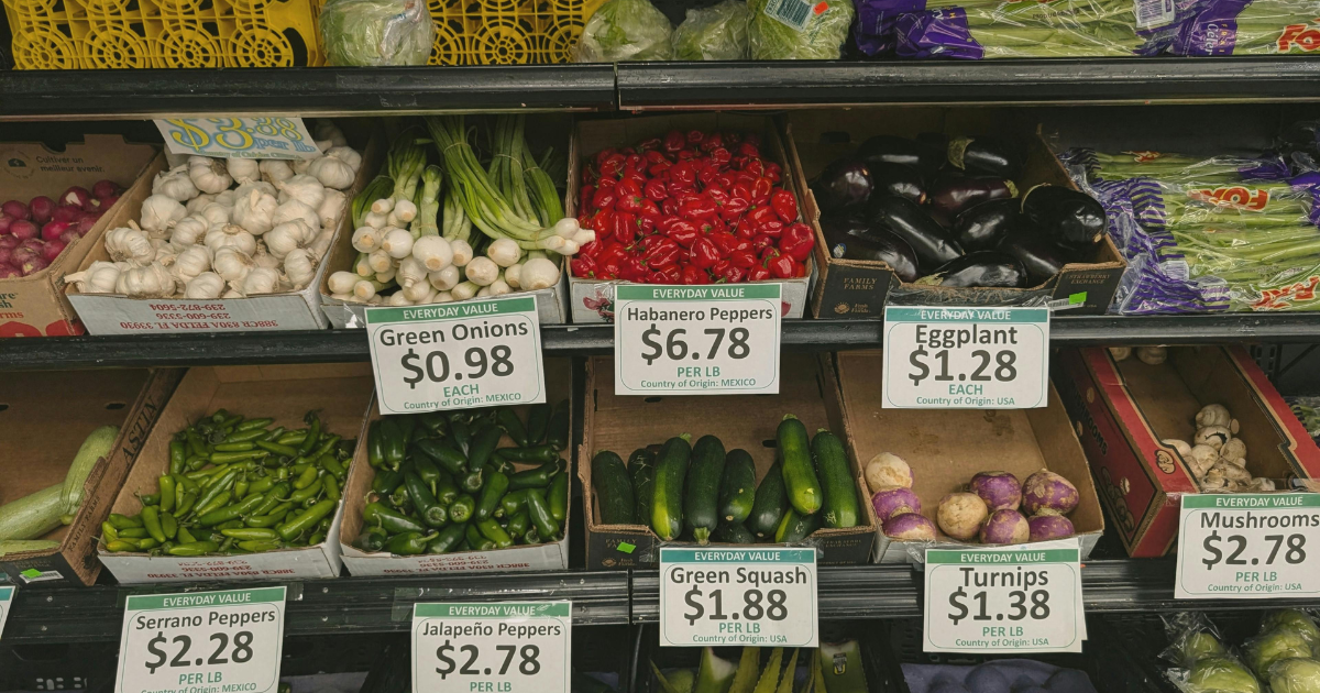 pricing tags in a grocery store