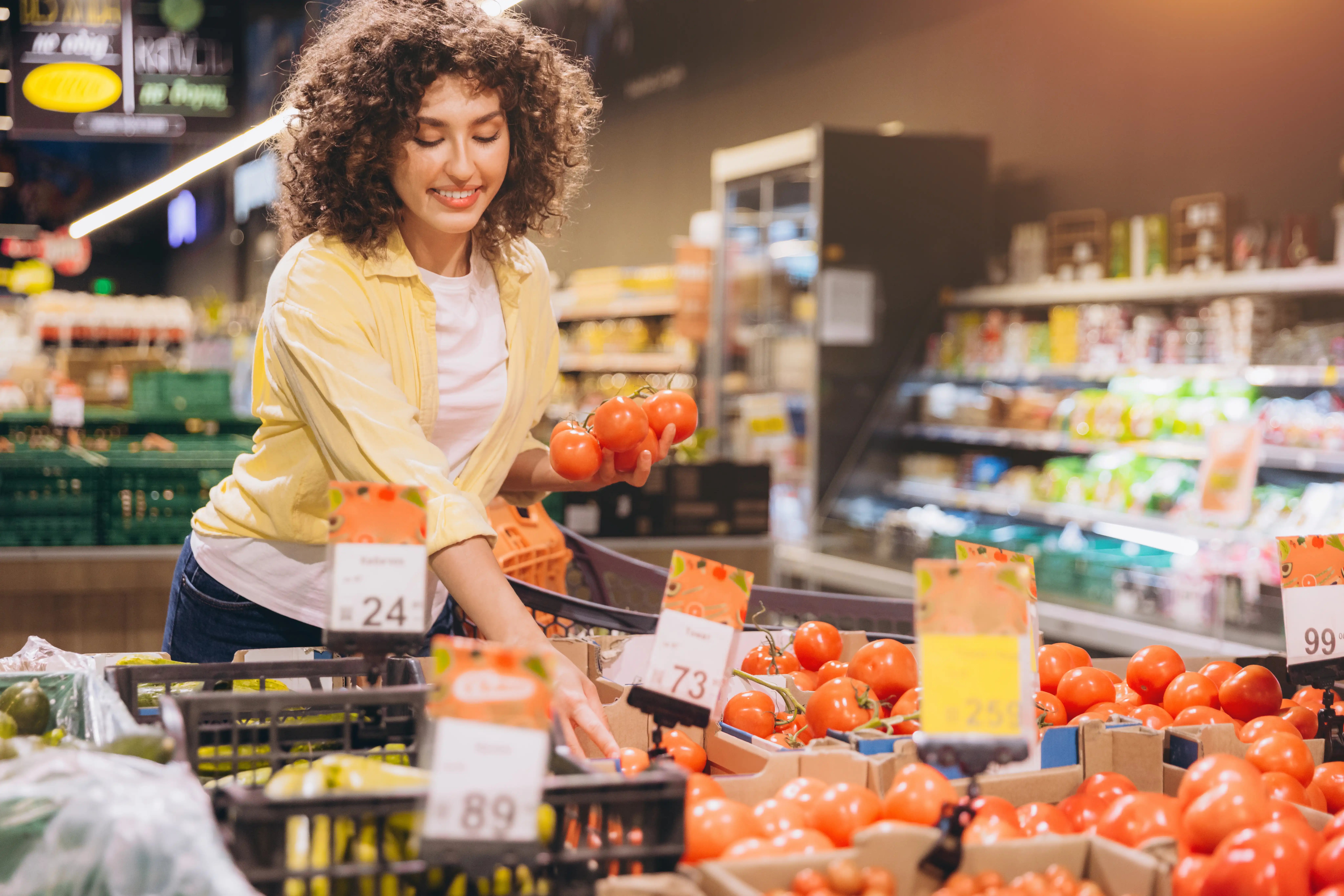 Woman shopping in grocery store