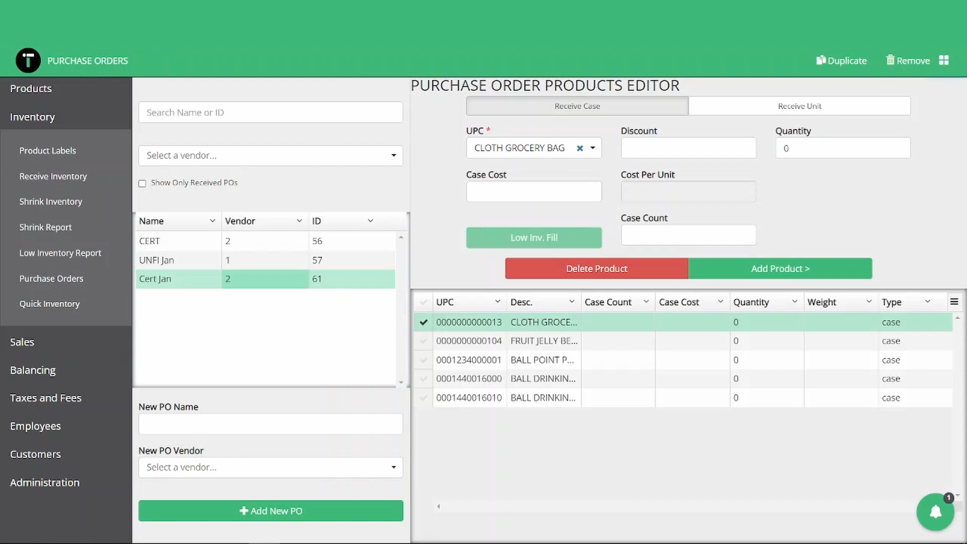 purchase order IT Retail